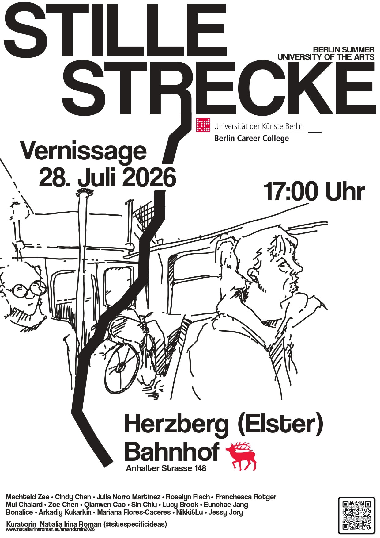 slowline poster a drawing of people at a train station